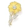 18kt. Two Tone Gold Satin Diamond Flower Pin