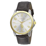 U.S. Polo Assn. Men's USC50009 Genuine Leather Silver Dial Strap Watch