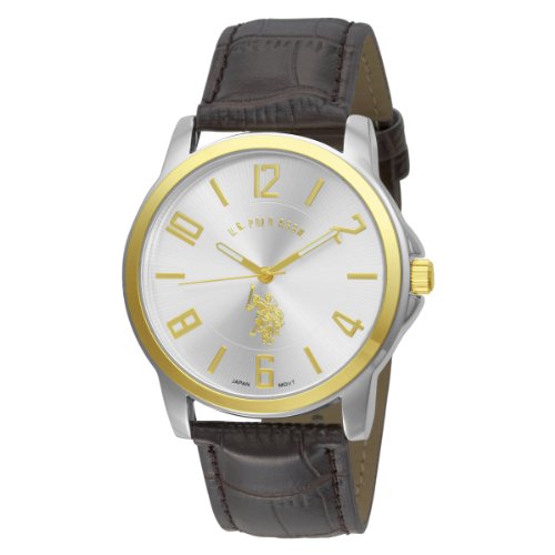 U.S. Polo Assn. Men's USC50009 Genuine Leather Silver Dial Strap Watch