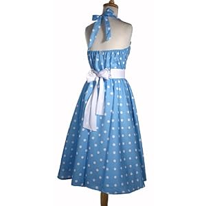 Hey Viv ! 50s Retro Style Halter Dress - Bluebell Polka Dots