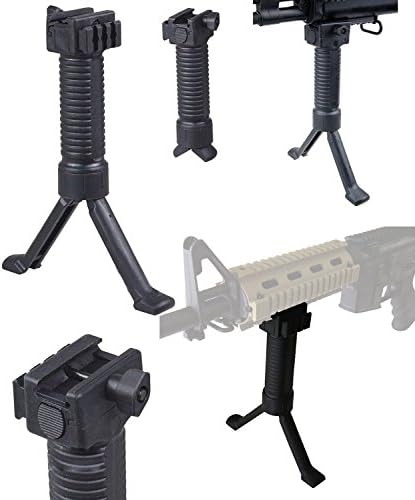 Best action Bipod Handle High Qulity Polymer Bipod Holding System with Side 20mm Pictinny rail System for Mounting Laser or Flashlight or Others, with Steel Insert Push Out Legs