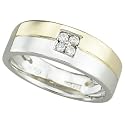 14K Two Tone Gold Channel Set Round Diamond Wedding Band Ring