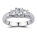 1 cttw Round Diamond 3-Stone Trellis Style w/ Diamond Accents 14kt White Gold Ring, (1/3 ct Center, SI2, H-I)