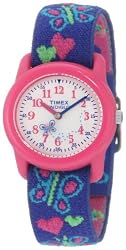 Timex Kids' T89001 Hearts and Butterflies Stretch Band Watch