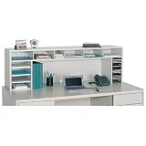 Safco 3661MO Wood high-clearance single shelf desktop organizer, 57-1/2w, medium oak