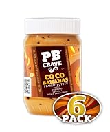 PB Crave Natural Peanut Butter, CoCo Banana, 16oz Jars, (Pack of 6)