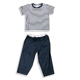 Mish Boys - Infant Boys Short Sleeve Striped Pant Set, Navy, White