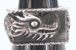 Detailed Dragon Engraving Wraparound Pewter Ring