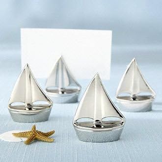 Silver Boat Place Card Holders - Set of 4