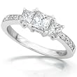 4/5ctw Three Stone Princess Diamond Engagement Ring in 14kt White Gold (HI/I1-I2)