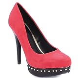Qupid SYSTEM-125 Women's Studded Pumps (8.5, Red) Qupid SYSTEM-125 Women's Studded Pumps (8.5, Red)