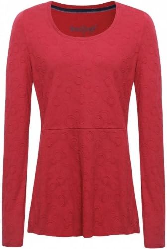 Backstage Circle Embossed Calla Top S Red