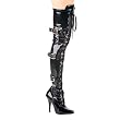 Pleaser Boots Women's SEDUCE-3028 5" Ribbon Lace-Up Stretch Thigh Boot, Side Zip
