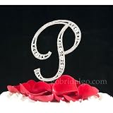 Swarovski Crystal Monogram Cake Topper Vintage Style - Letter P