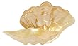 Bottom Surface Painted Glass Amber Color Scallop Shell Large Bowl 15" D