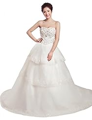 Plus Size  Tulle Crystal Beaded Lace-Up Backless Sweetheart Sleeveless  Ball Gown  Dress with a Chapel Train 