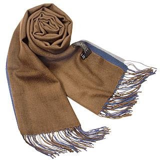 Basile Ombre Fringed Wool-Cashmere Pashmina Shawl Blue-Brown