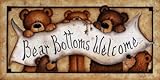 Bear Bottoms - Welcome MUSEUM WRAP CANVAS Print With Added Heavy BRUSHSTROKES Mary Ann June 20x10