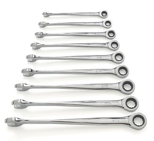 GearWrench 85898 9-Piece X-Beam Combination Ratcheting SAE Wrench Set