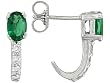 14K White Gold Emerald and Diamond Earrings