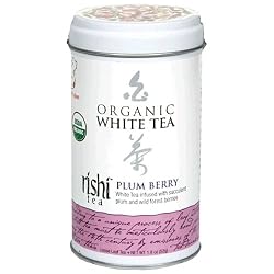 Rishi Tea Organic White, Plum Berry Loose Tea, 1.8-Ounce Tin (Pack of 2)