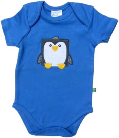 ALOETREE Unisex Baby Pele Penguin Blueberry Organic Short Sleeve Onesie, 3-6 Months