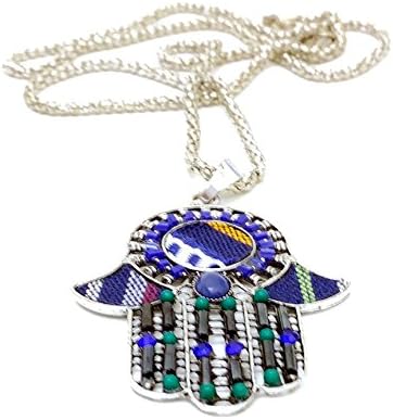 Hamsa Fatima's hand blue beaded handmade necklace NC406