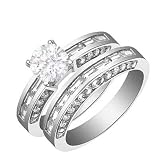  : 2.10 Carat Diamond Engagement Ring 14k White Gold Bridal Set Round Cut SALE
