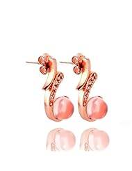 Honeystore Girls Moonstone Rose Gold Earrings Color Pink