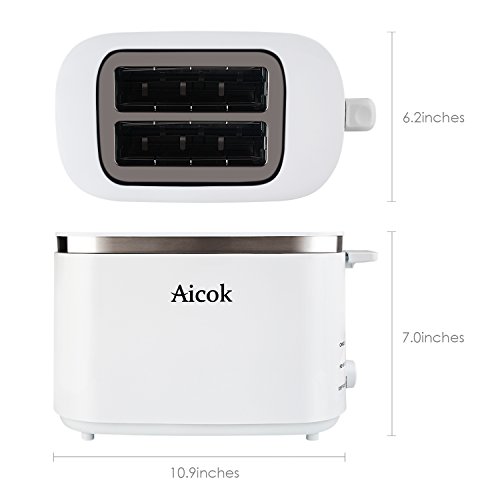 Aicok Compact Cool Wall 2slice Toaster, White (2Slice) everything breakfast!