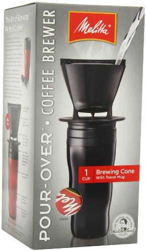 Melitta Coffee Maker, Single Cup Pour-Over Brewer with Travel Mug, Red (Pack of 2)