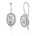 A glittering Affair: Sterling Silver Oval Medallion French-wire Earrings with Bezel set Oval CZ Diamonds