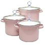 Calypso Basics 3-Piece Stockpot Set with Glass Lids, Pink
