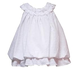 Rare Editions Baby/Infant 3M-9M WHITE CLIP-DOT ROSETTE NECKLINE BUBBLE Dress