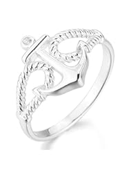 Jewelry: Womens 925 Sterling Silver Ring CZ Silver Anchor Nautical Biker Polished Size12 - INBLUE Jewelry