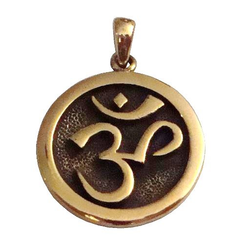 Gold Color Bronze Om Aum Pendant Hindu Jewelry