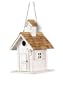 Le Petit Chalet LPC-32134WN Town Hall Bird House - White and Natural