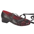 1 Inch Cute Ballet Flat With Ankle Wrap Lace Pleated Instep Sexy Shoe Red / Black Demonia CLEARANCE