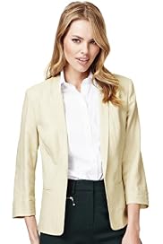 Linen Blend Shawl Collar Jacket