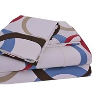 Elite Home Collection Infinity Print Luxurious Microfiber 4-Piece Sheet Set, California King Size, Chocolate/Teal