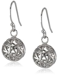 Sterling Silver Filigree Open Ball Drop Earrings