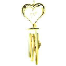 Heart Wind Chime Sun Catcher 24k Gold Plated W/ Crystal