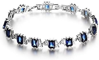 Qinggetme Black Blue Square Zircon Rhodium Zirconium Roman Eur US Trend Bracelet Dark Blue
