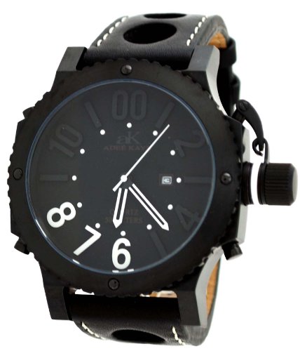 Adee Kaye AK7211-MIPB BLKWH Men's Oversized Quartz Mili