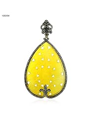 100*54mm Yellow Agate Carved Pear Shape Pendant Gift Jewelry