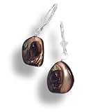 Brown Dyed Mother of Pearl Nugget Earrings