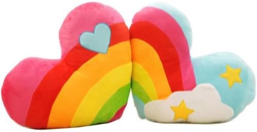 Rainbow Heart Clouds Couple Cushion