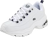 Skechers Women's Premium Sneaker,White/Navy,6.5 M