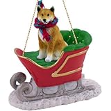 Shiba Inu Sleigh Dog Christmas Ornament