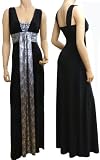 Grecian Black & Silver Foil Evening Maxi Dress(1050)